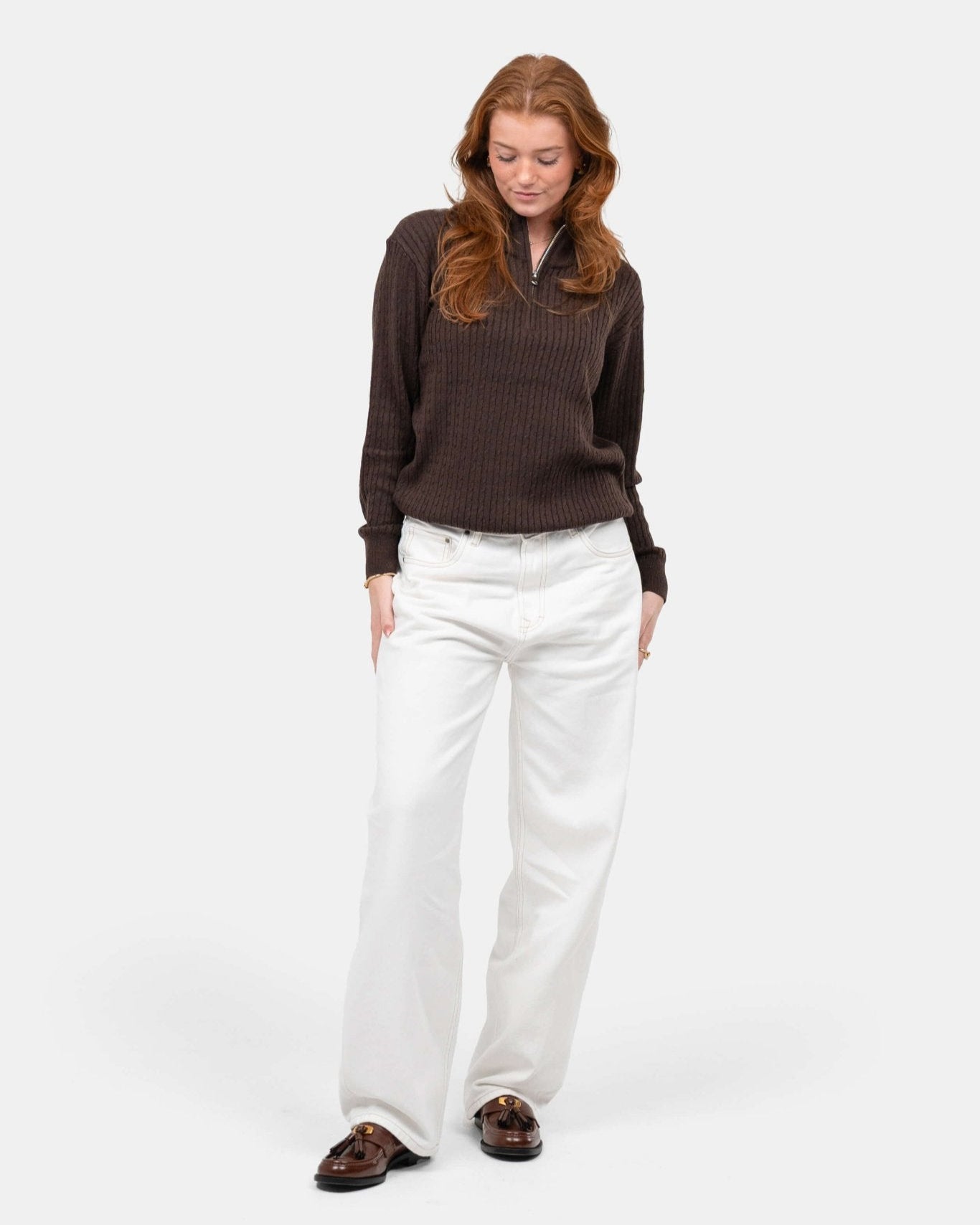 Half Zip Strik Brun | Skagen - clothing.dk